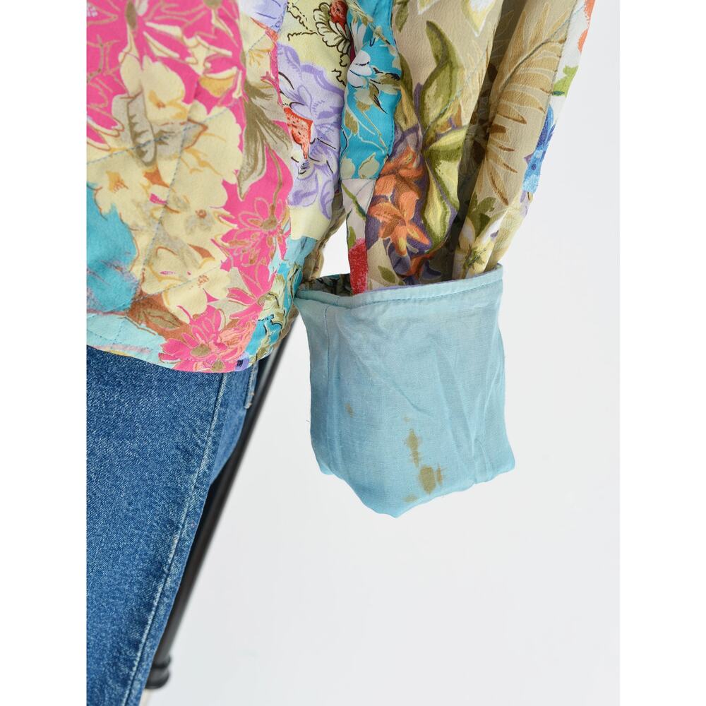 Vintage 90s Floral Quilted Jacket Patchwork Cottagecore Boho Jacket M - Picture 4 of 10